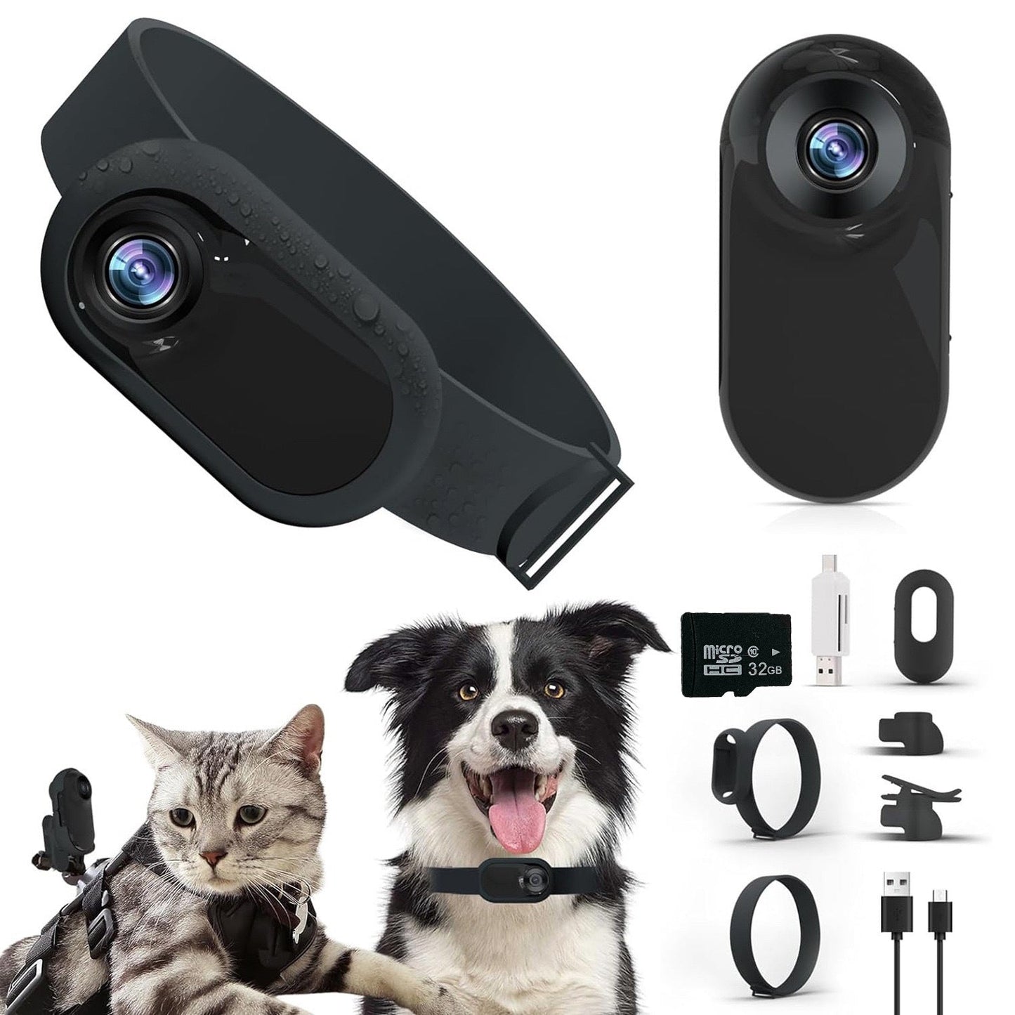Portable HD Pet Collar Camera & Cycling Recorder – 1080P, Magnetic Clip eprolo
