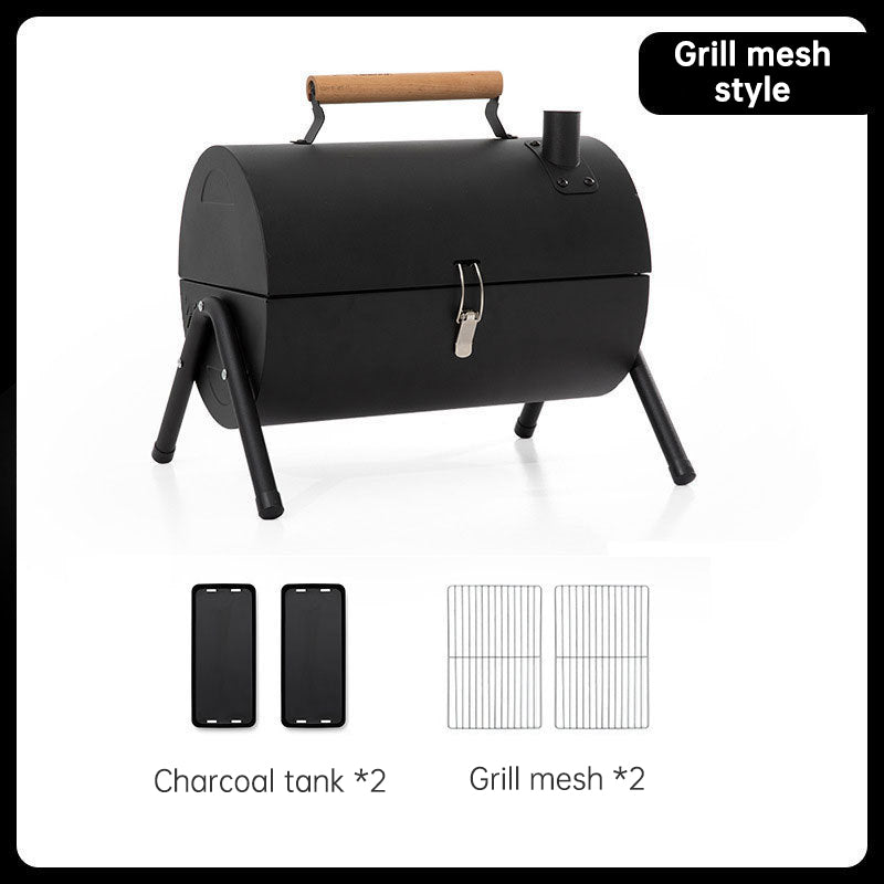 Portable Double-Sided BBQ Grill with Baking Tray, Outdoor Charcoal Stove for Camping - Lumic Deals