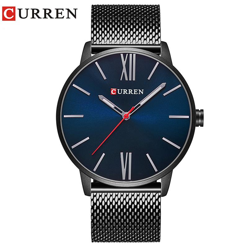 CURREN 8235 Men's Quartz Watch, Stainless Steel Mesh Strap, 44mm eprolo