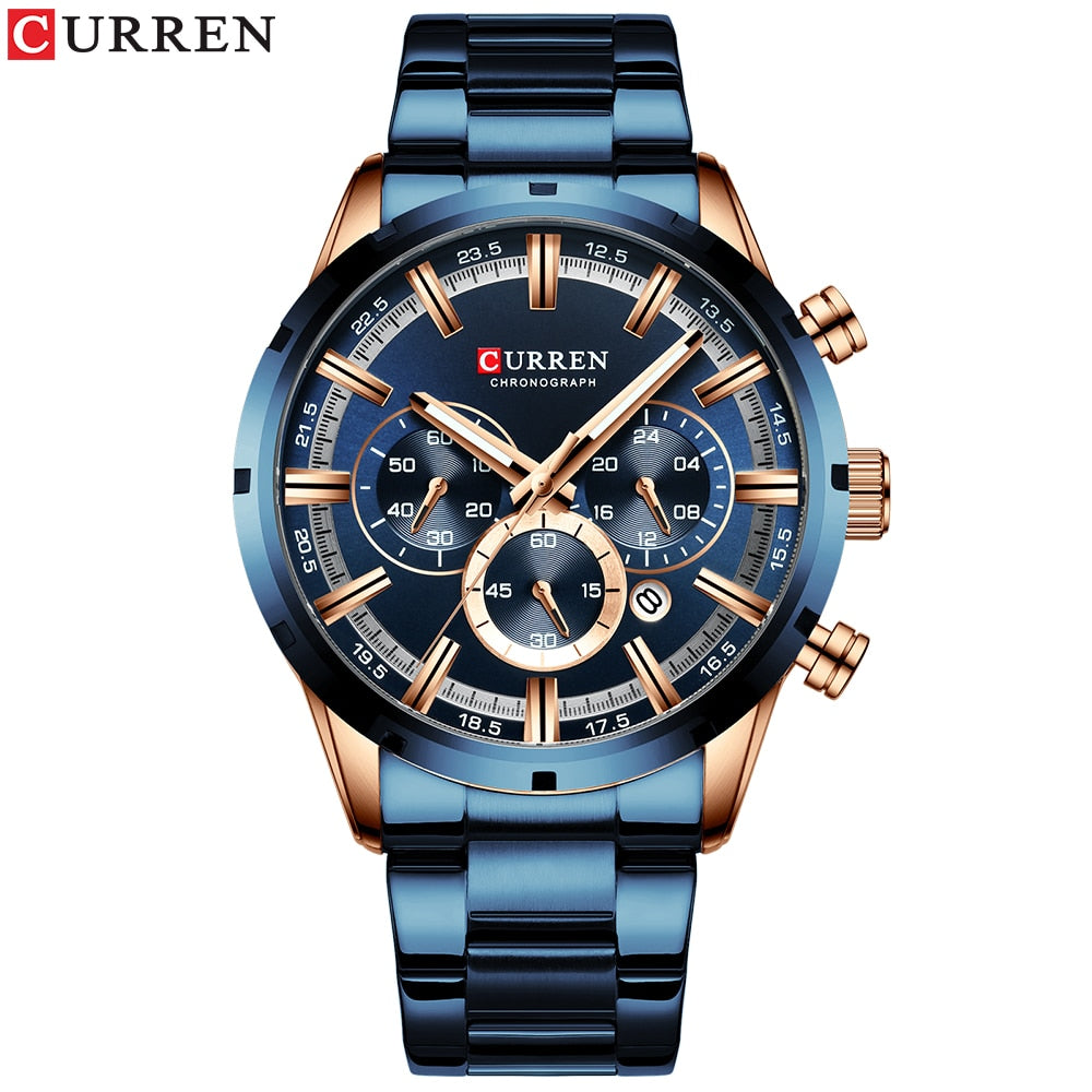 CURREN 8355 Luxury Men's Chronograph Quartz Watch Stainless Steel Sports Watch eprolo