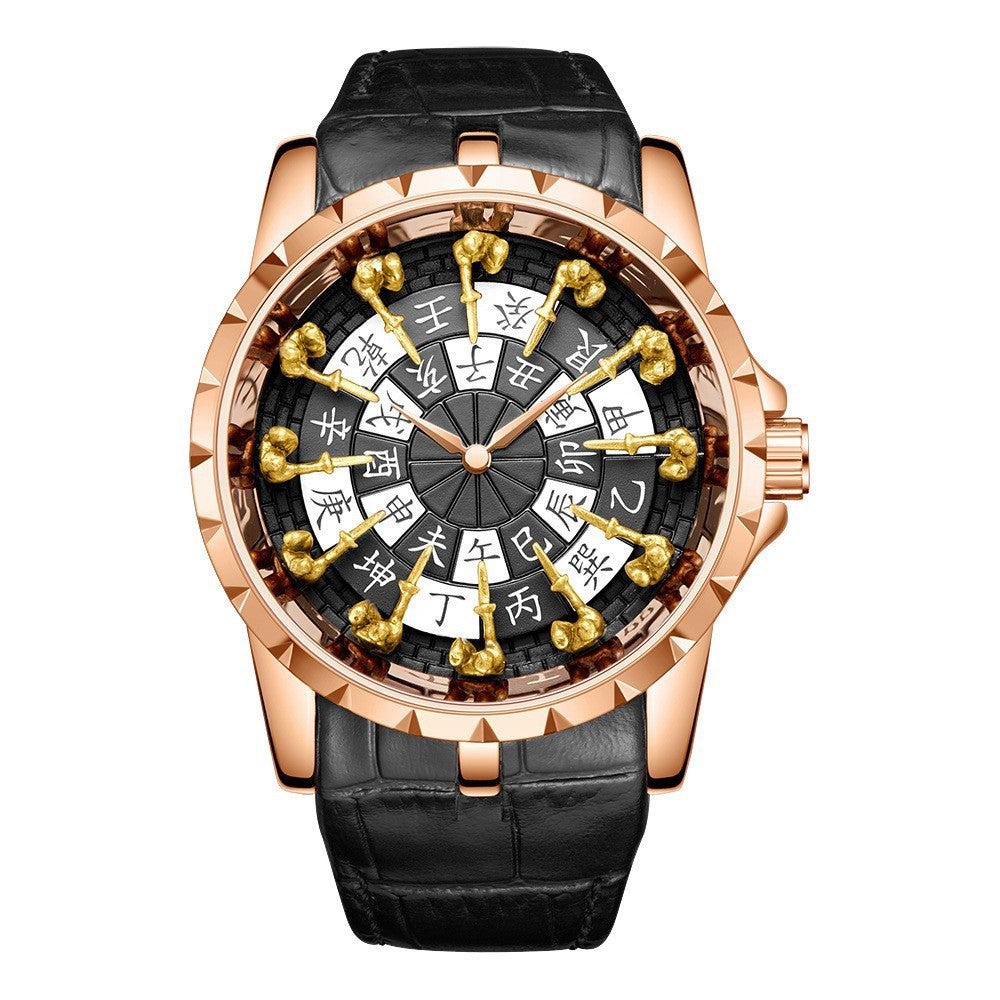 Luxury Knights Round Table Quartz Watch Men's Leather Strap Waterproof eprolo