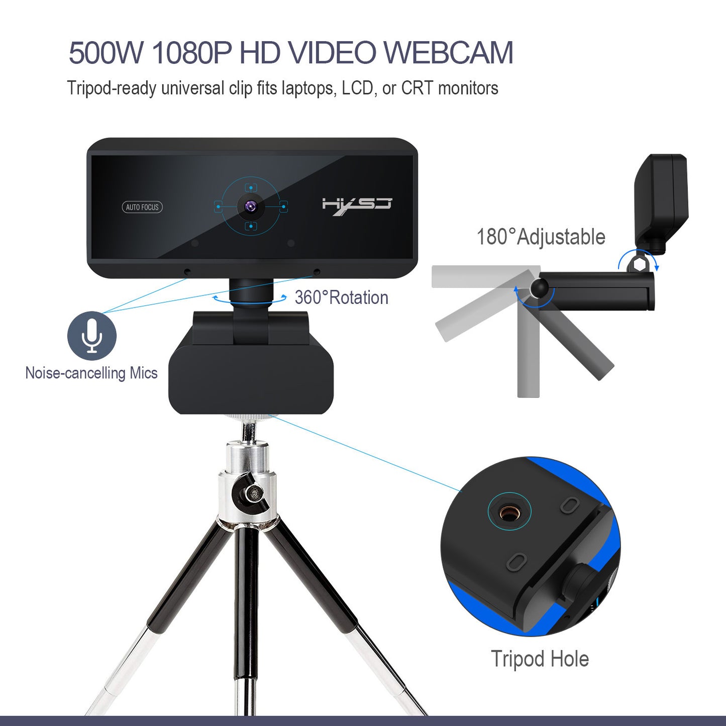 HXSJ S3 5MP Autofocus Webcam w/ Privacy Cover, 1080P HD Computer Camera for Video Calls - Lumic Deals