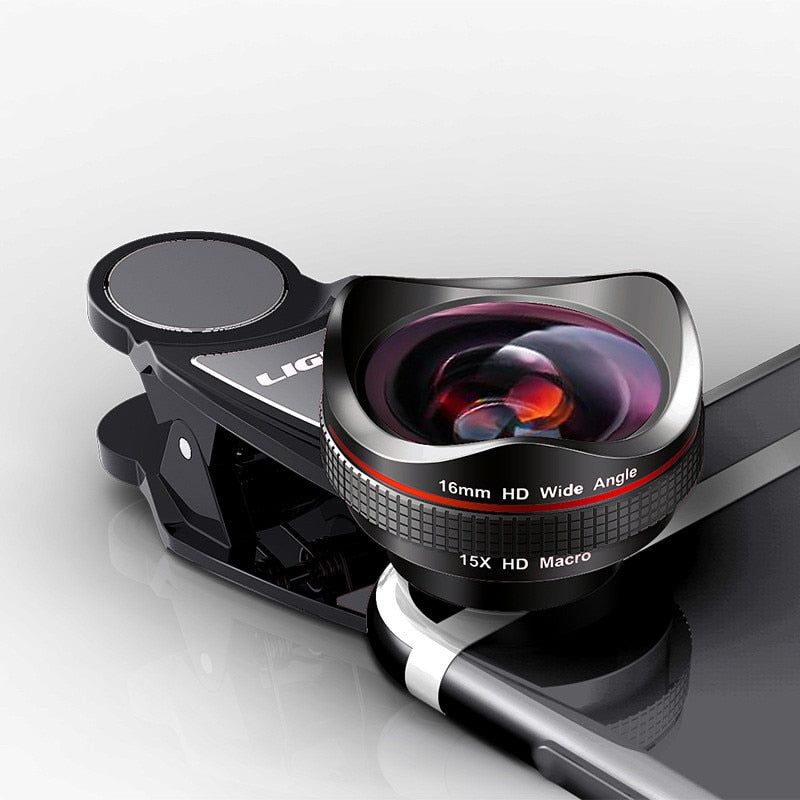 LIGINN L-620 Pro 16mm Wide-Angle & 15X Macro Lens Kit for Smartphones – 4K HD, Distortionless eprolo