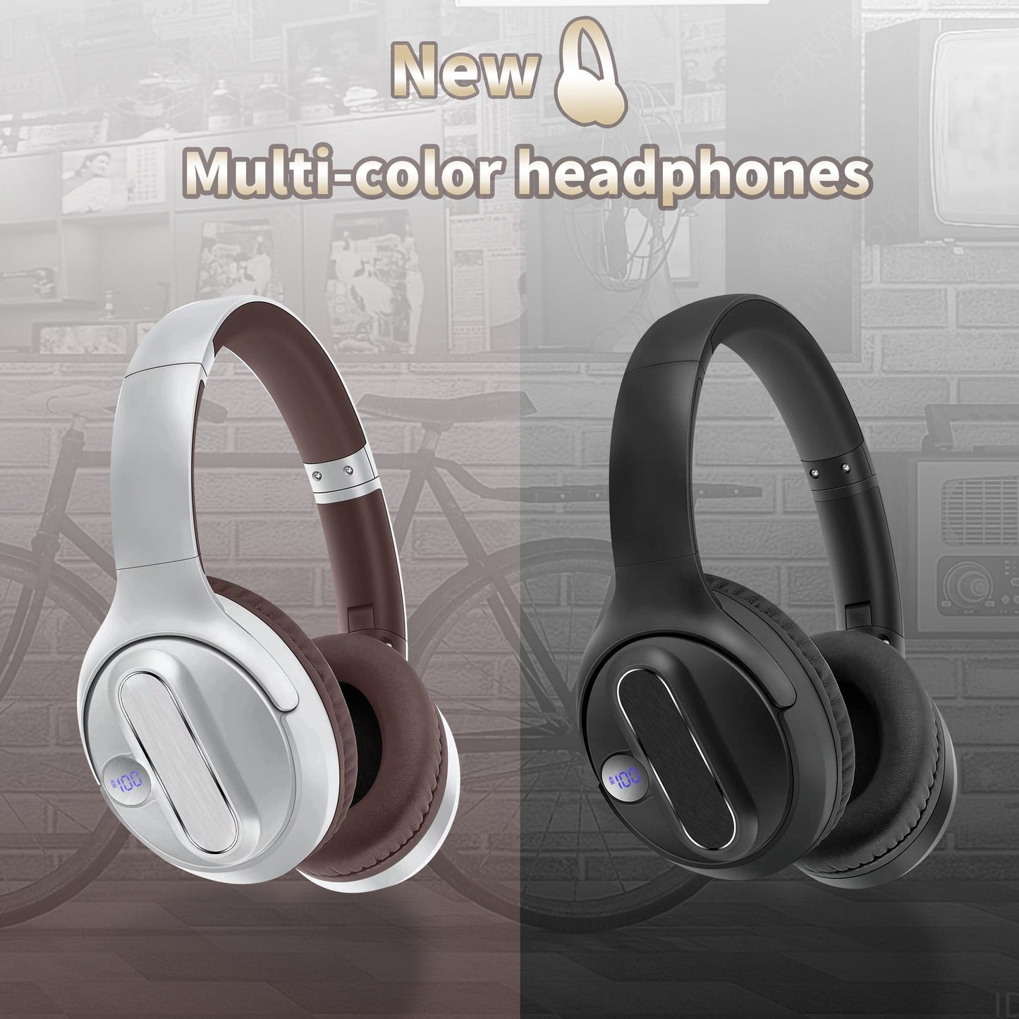 AKZ-13B Retro Bluetooth 5.3 Headphones, Foldable, 17H Playtime, Battery Display eprolo