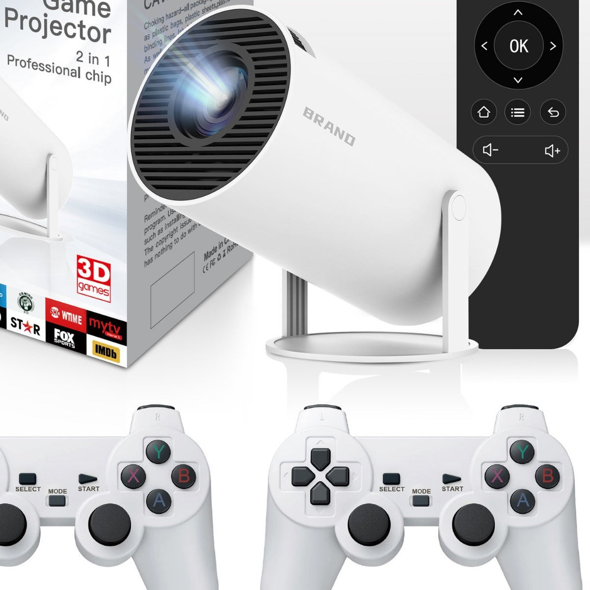 MAX300 2-in-1 4K HD Game Console & Projector w/ Dual Wireless Controllers eprolo