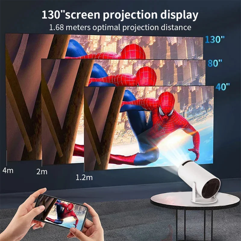 HY300 Smart Portable Projector, 4K Decode, Android 11, Dual Wifi, 720P HD, Home Entertainment eprolo