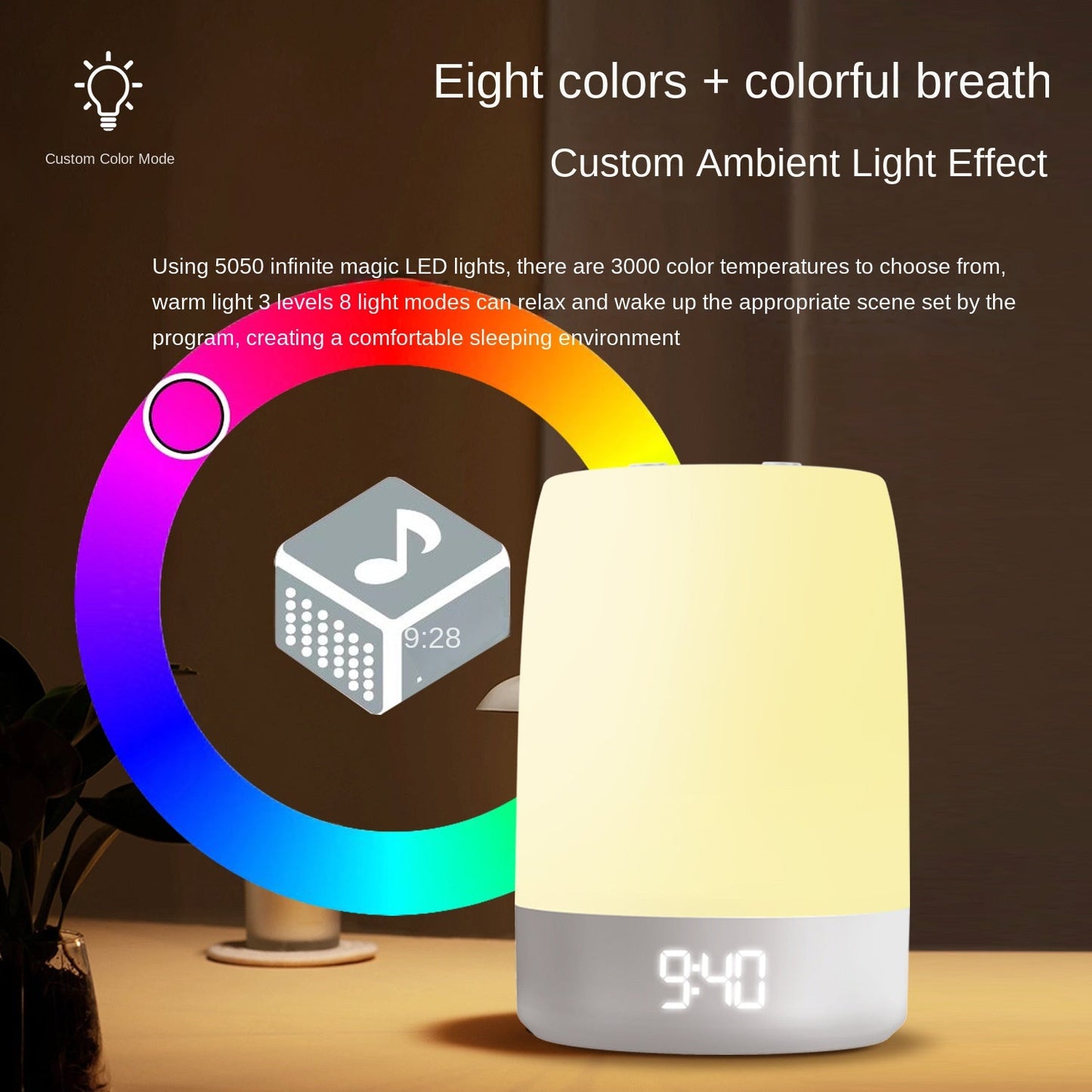 Youmian White Noise Sleep Device with Breathing Atmosphere Light, Bluetooth Music, 32 Soothing Sounds eprolo