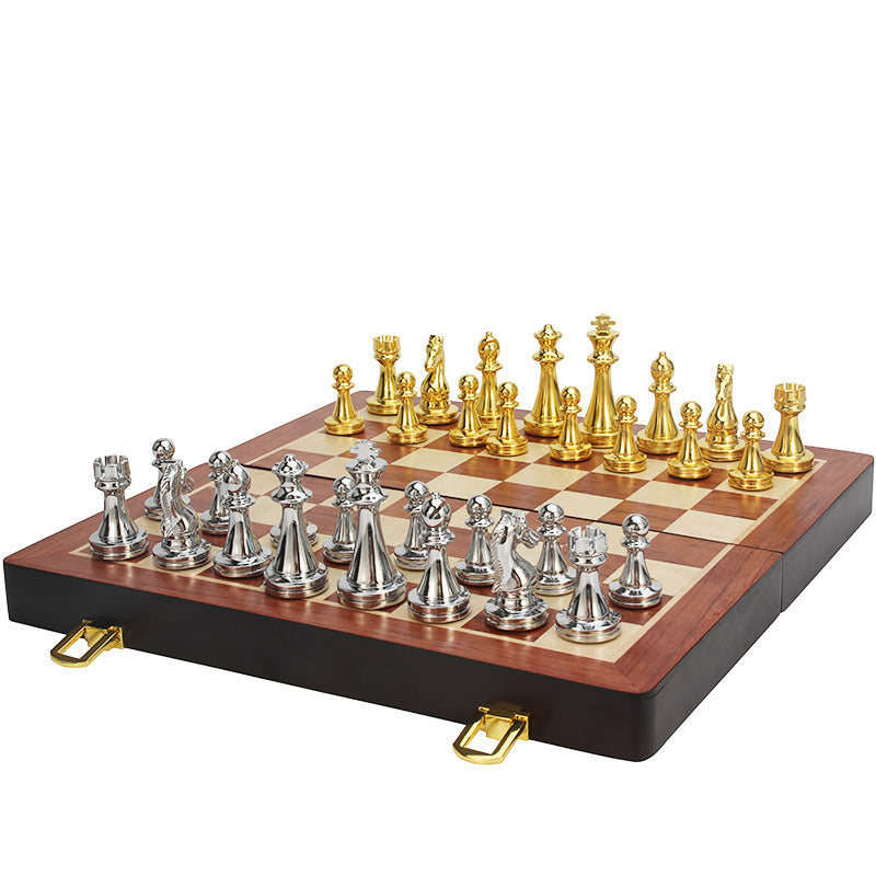 Luxury Folding Chess Set with Acrylic Pieces – Carbon Fiber Gold & Silver eprolo
