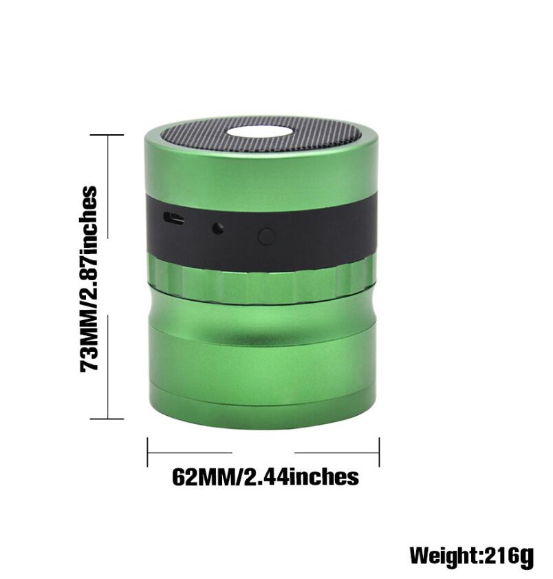 SDYX6300 Bluetooth Tobacco Grinder Speaker, 62mm Diamond Teeth, 4-Layer Aluminum eprolo
