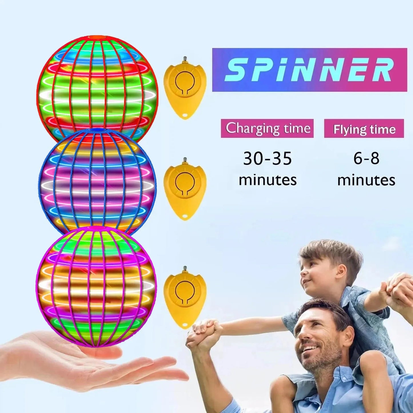 Flying Spinner Ball Toy LED Hover Boomerang Fly Orb Magic Gift for Kids eprolo