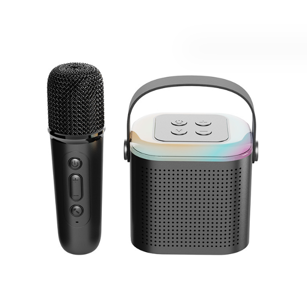 Y1 Mini Bluetooth Karaoke Speaker with Wireless Mic & LED Lights TF Card AUX eprolo