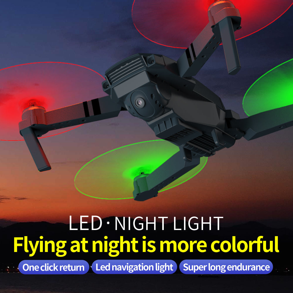 E58 Folding 4K Drone with Altitude Hold, Wi‑Fi FPV Quadcopter, LED Light eprolo