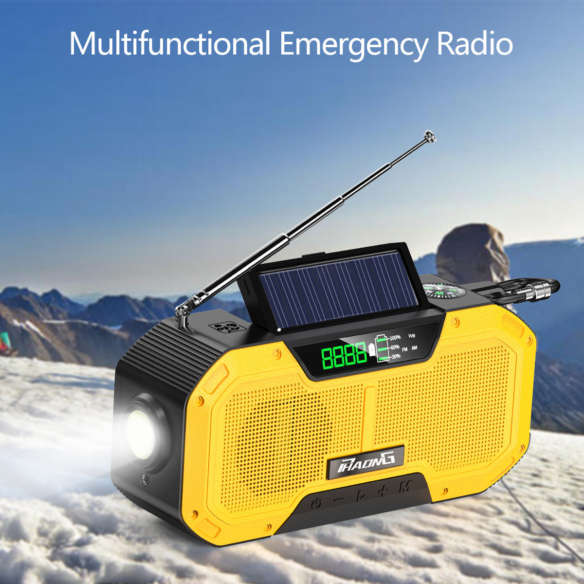 Phaong 5000mAh Solar Hand Crank Radio Bluetooth Speaker, AM/FM/WB, LED, SOS, IPX5 eprolo