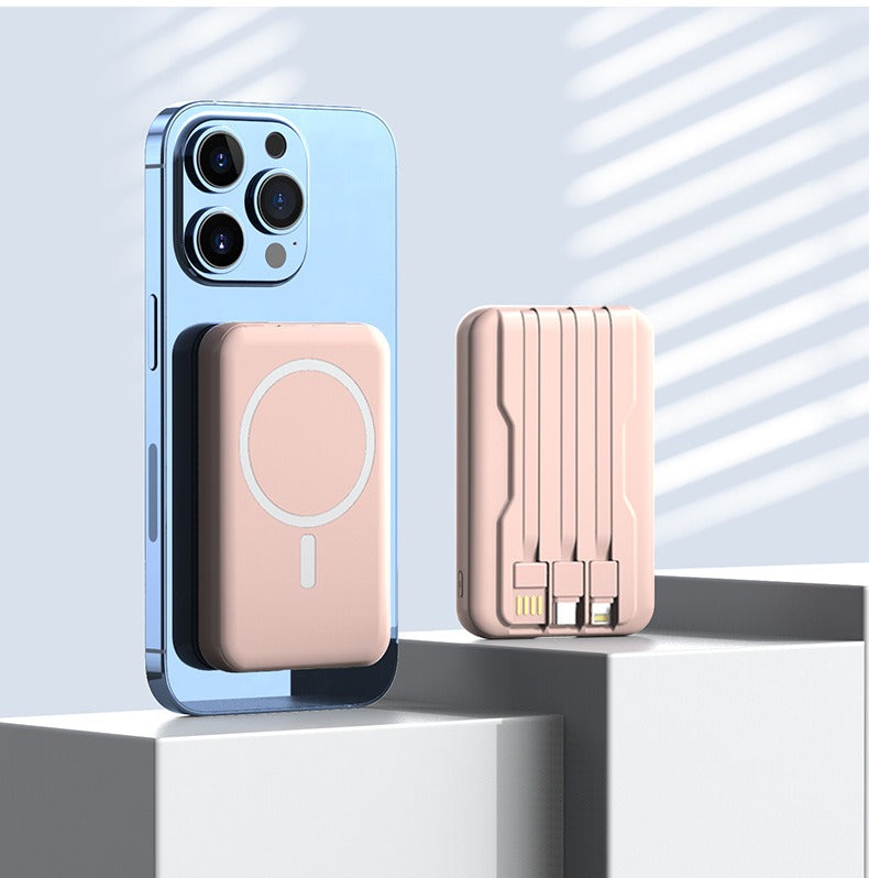 MagSafe Magnetic Wireless Power Bank 10000mAh Mini Fast Charger Built-in Cables eprolo