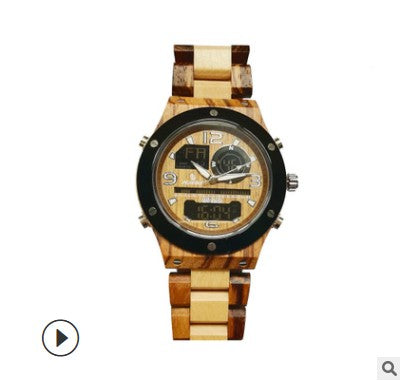 SENORS SN153 Men's Military Digital Wood Watch - Sport Quartz Wristwatch for Men eprolo