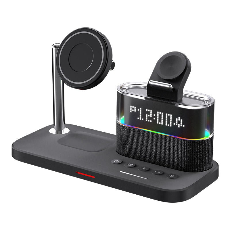 5-in-1 Magnetic Wireless Charging Station, Fast 15W Charger for iPhone, Apple Watch, AirPods w/ Night Light & Alarm Clock eprolo