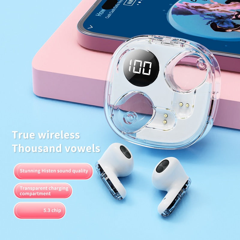 Apro138 TWS Transparent Earbuds BT5.3 ENC LED Display Gaming Headphones eprolo