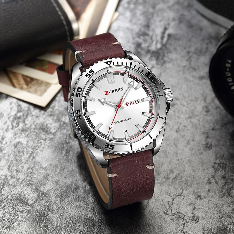 CURREN Luxury Men's Leather Quartz Watch - 45mm Dial, Japan Movement, Water Resistant eprolo