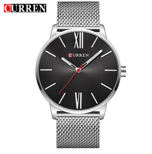 CURREN 8235 Men's Quartz Watch, Stainless Steel Mesh Strap, 44mm eprolo