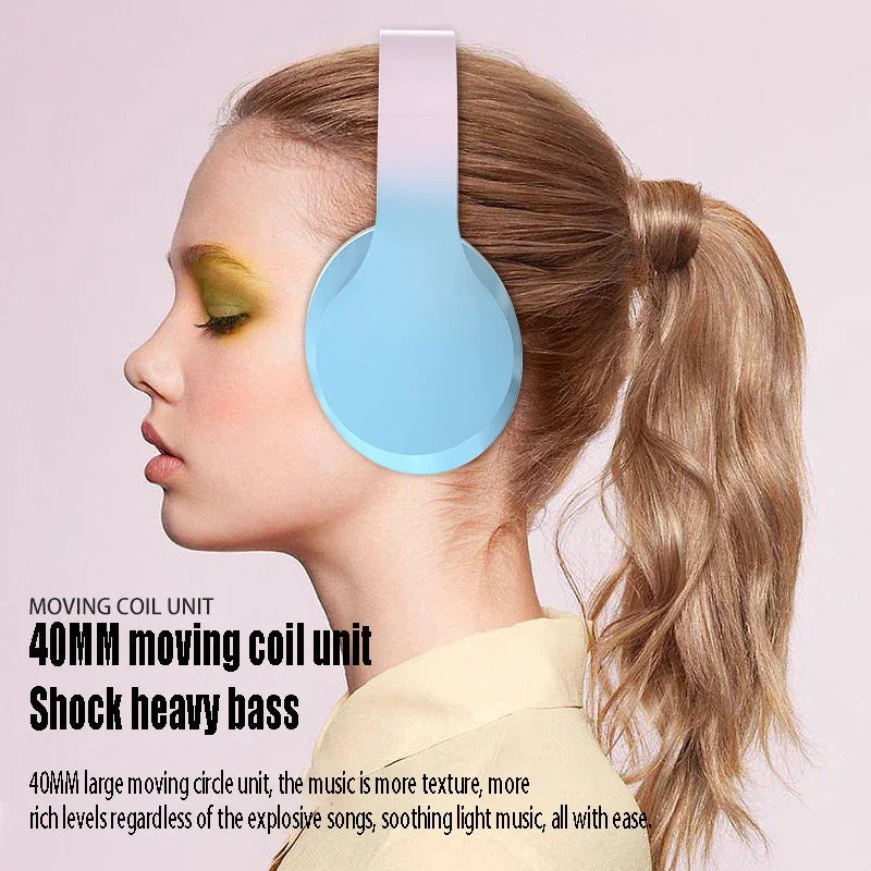 DR56 Wireless Bluetooth Headset with Gradient Design, 40MM Bass, 50H Playtime, Foldable, Dual Mode for Gaming/Calls eprolo