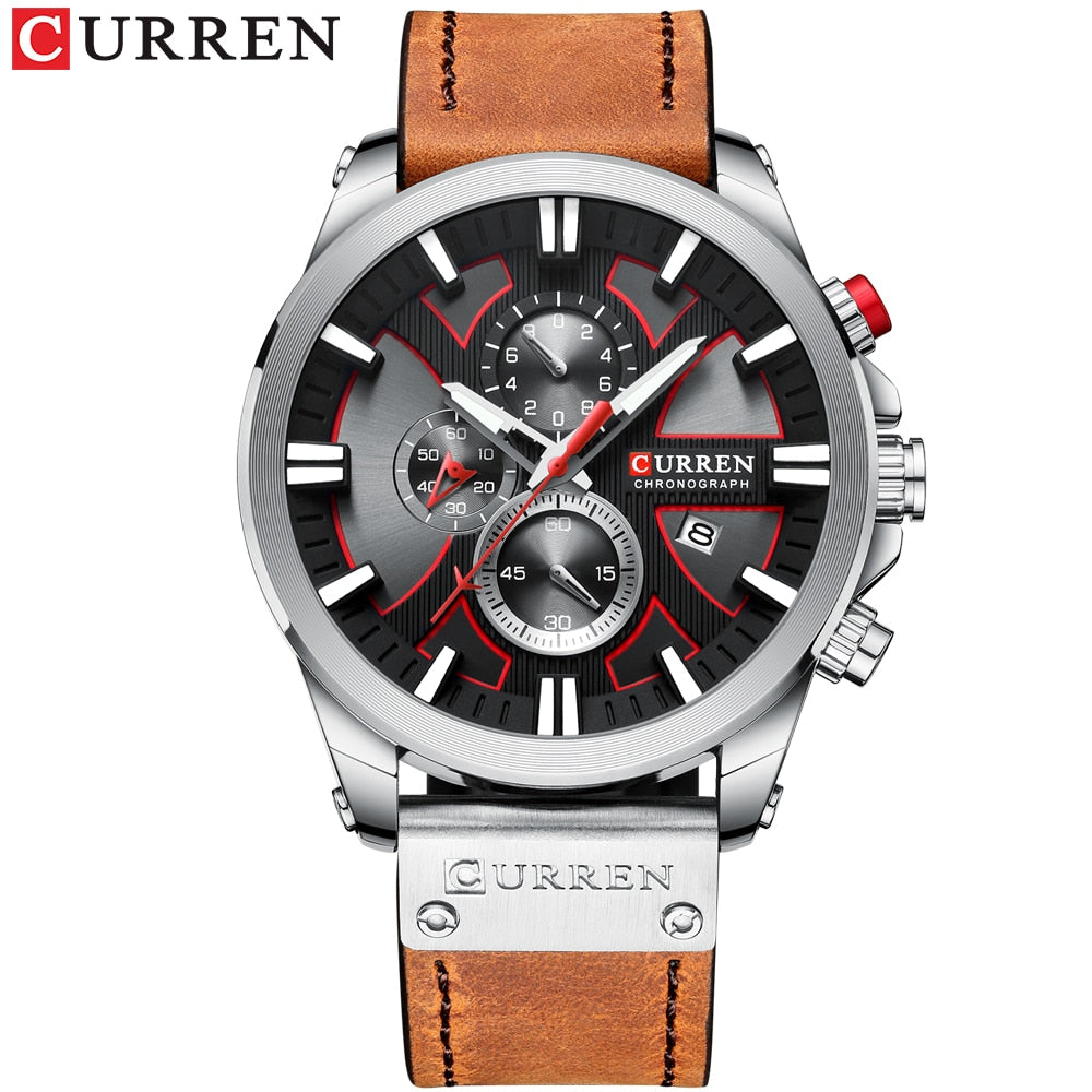 CURREN 8346 Chronograph Men's Watch - Sport Quartz Leather Strap Waterproof eprolo
