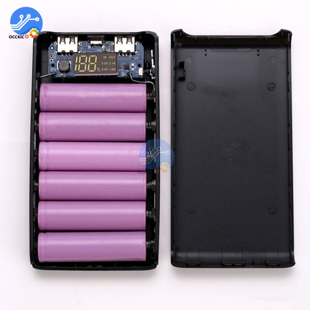 DIY 6x18650 Power Bank Case Shell with LCD, USB & Type-C Charger eprolo
