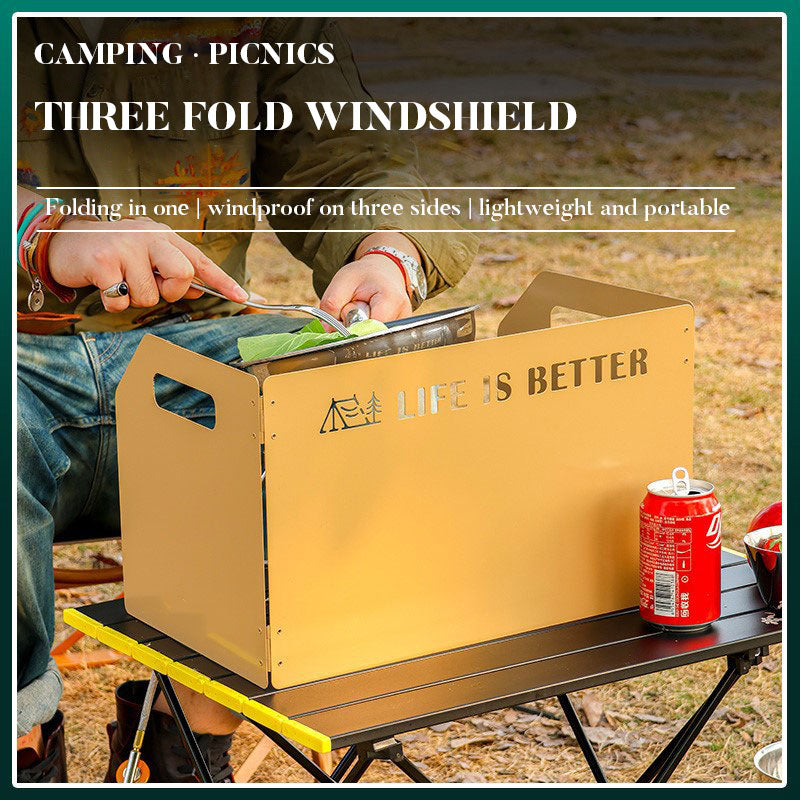 Tri-Fold or Four-Fold Camping Wind Shield, Portable Stove Wind Deflector for Outdoor Cooking - Lumic Deals