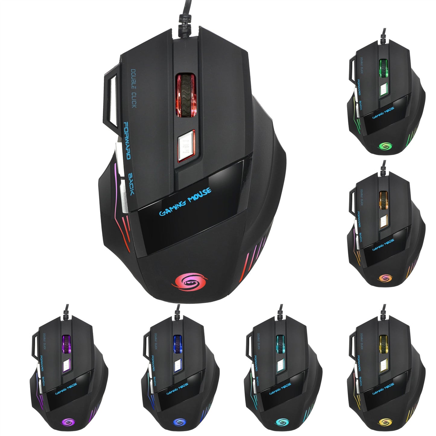 HXSJ A868 7D RGB Gaming Mouse with Fire Key, 5500DPI, 7 Buttons, Wired Optical Mouse eprolo