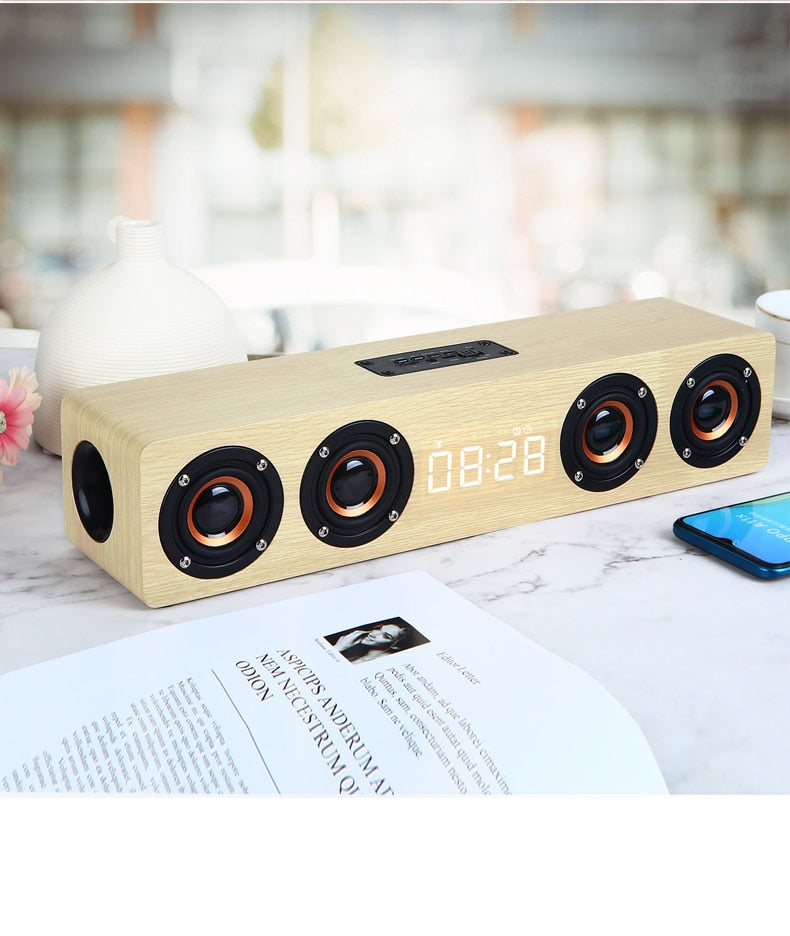 Home theater portable column Bluetooth Speaker Wireless wood speaker Alarm Clock Radio subwoofer Soundbar for TV speaker AUX USB eprolo