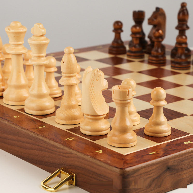 High-End Solid Wood Folding Chess Set for Competition & Learning eprolo
