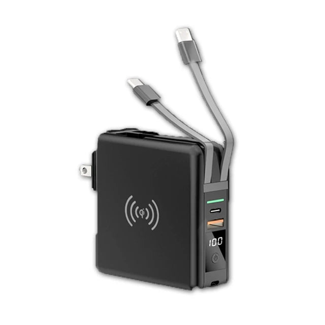 3-in-1 10000mAh Power Bank with AC Plug & 15W Wireless Charging for iPhone, Samsung eprolo
