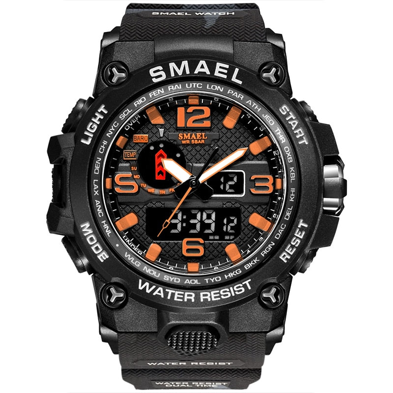 SMAEL 1545D Men's Military Sport Watch - 50m Waterproof, LED Digital Analog, Shock Resistant, Alarm, Stopwatch eprolo
