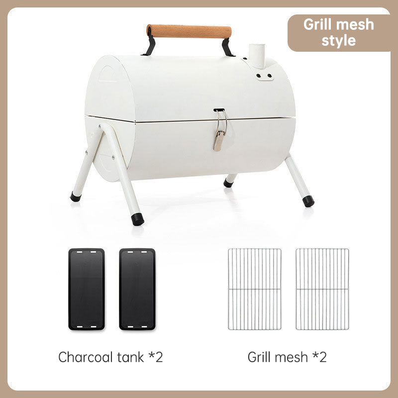 Portable Double-Sided BBQ Grill with Baking Tray, Outdoor Charcoal Stove for Camping - Lumic Deals