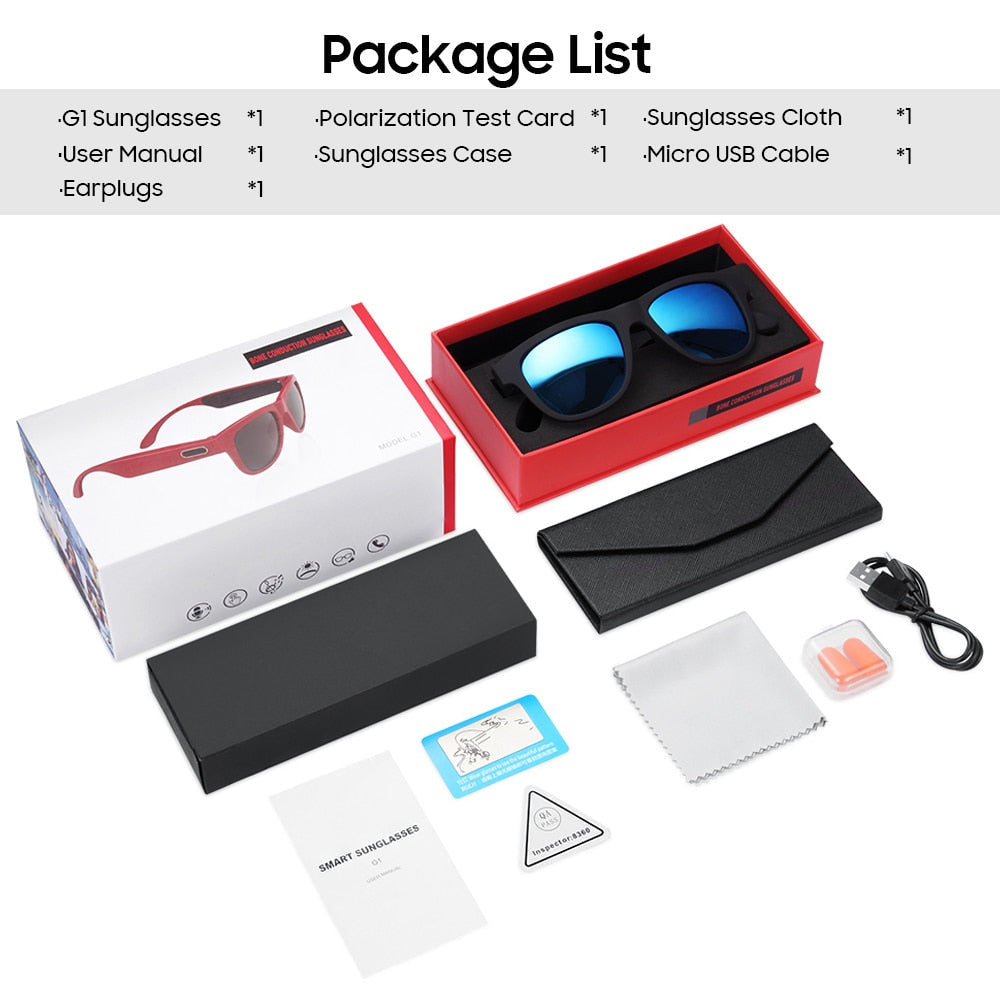 VIVIBEE G1 Bone Conduction Bluetooth Smart Sunglasses Polarized Audio UV400 eprolo