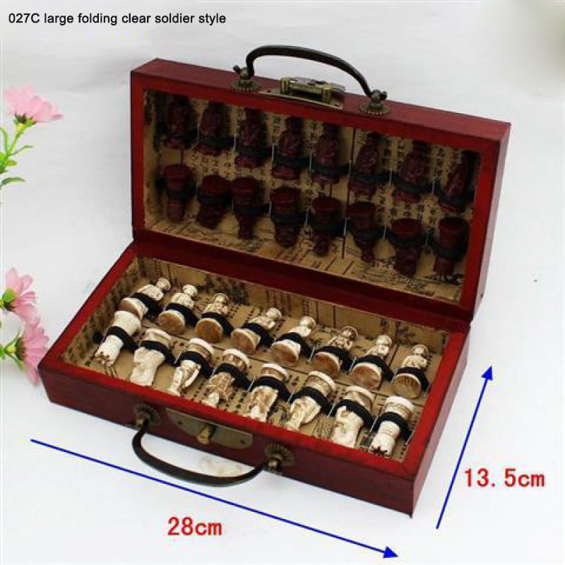 Terra Cotta Warriors Chess Set Portable Antique Folding Board Game eprolo
