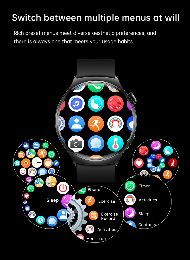 GS Watch 4 Smart Bracelet, Full‑Circle AMOLED, NFC, Health & Bluetooth Calls eprolo