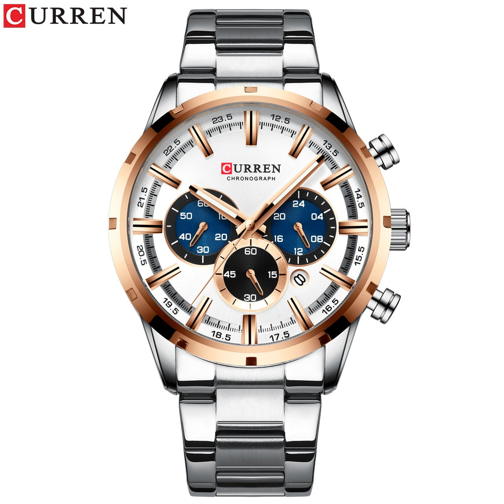 CURREN 8355 Luxury Men's Chronograph Quartz Watch Stainless Steel Sports Watch eprolo