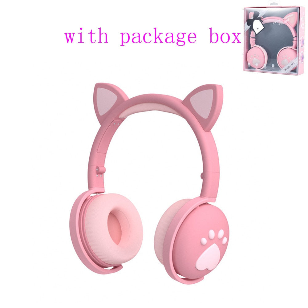 AIKSWE Bluetooth Headphones with LED Cat Ears, HIFI Stereo Bass, Foldable Wireless Headset eprolo