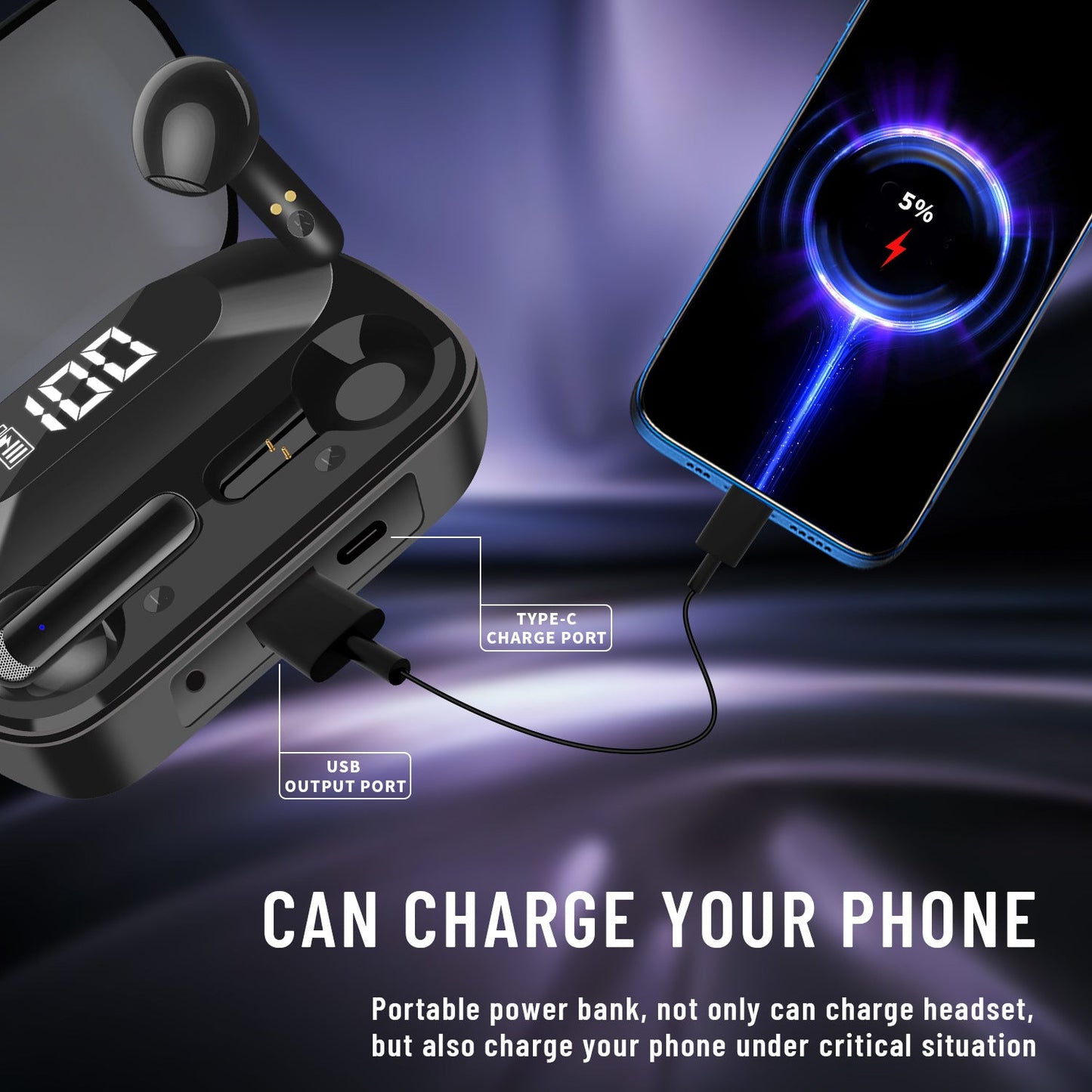 AKZ-S18 Touch Control Power Bank TWS Wireless Bluetooth Earbuds w/ 1500mAh Case eprolo