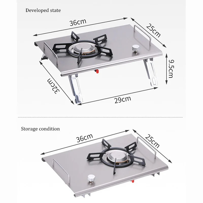 Foldable IGT Gas Stove 4000W Portable Camping Stove Stainless Steel Outdoor Picnic Table Furnace - Lumic Deals