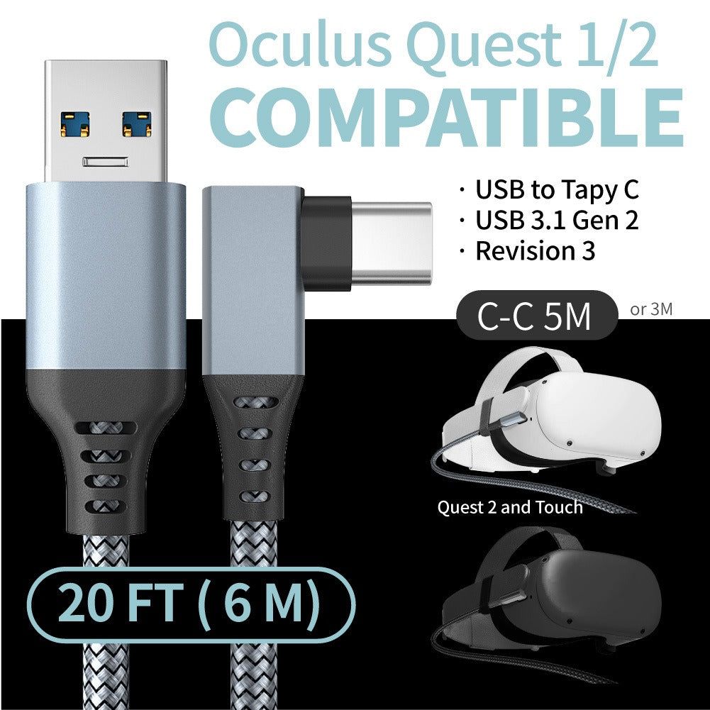 Oculus Quest 2 Link Cable 20FT 16FT 10FT USB-C Fast Charging VR PC Data Cord eprolo