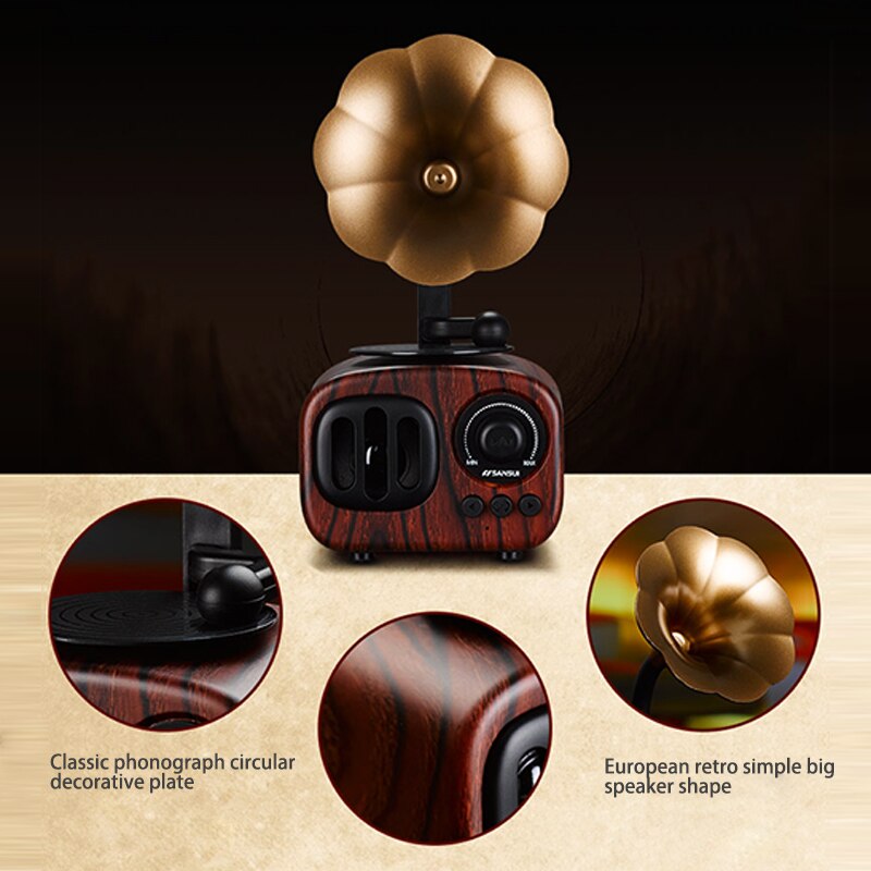 SANSUI FT05 Retro Wooden Bluetooth Speaker | USB, AUX, TF | 5W Stereo eprolo