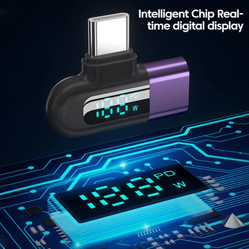 Type-C OTG Elbow Adapter w/ 120W Fast Charging, 6A Digital Display, USB 2.0, 480Mbps Data Transfer eprolo