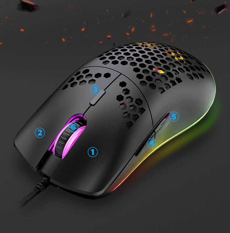 RGB Wired Gaming Mouse, 6 Programmable Buttons, Macro Support, for PC eprolo