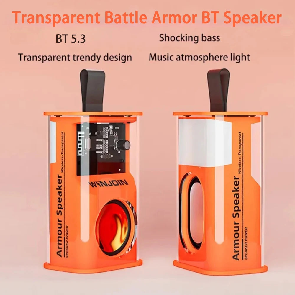 A36 Wireless Bluetooth Speaker LED TWS Subwoofer Transparent Cyberpunk Design eprolo