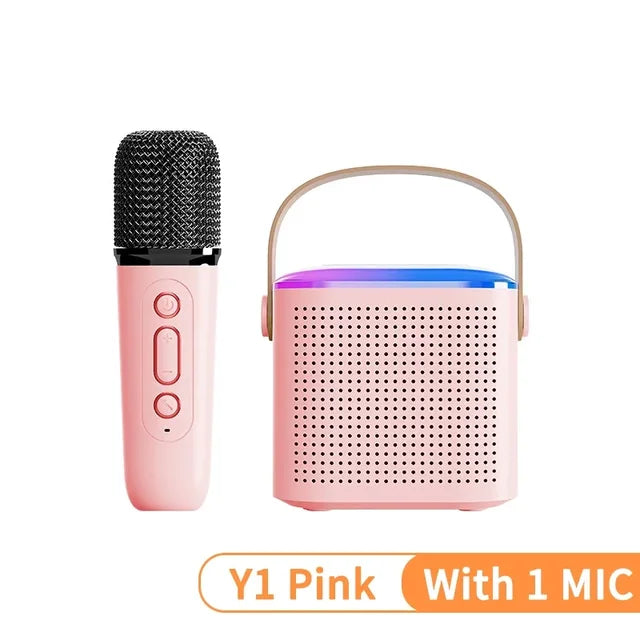 Y1 Mini Bluetooth Karaoke Speaker with Wireless Mic & LED Lights TF Card AUX eprolo