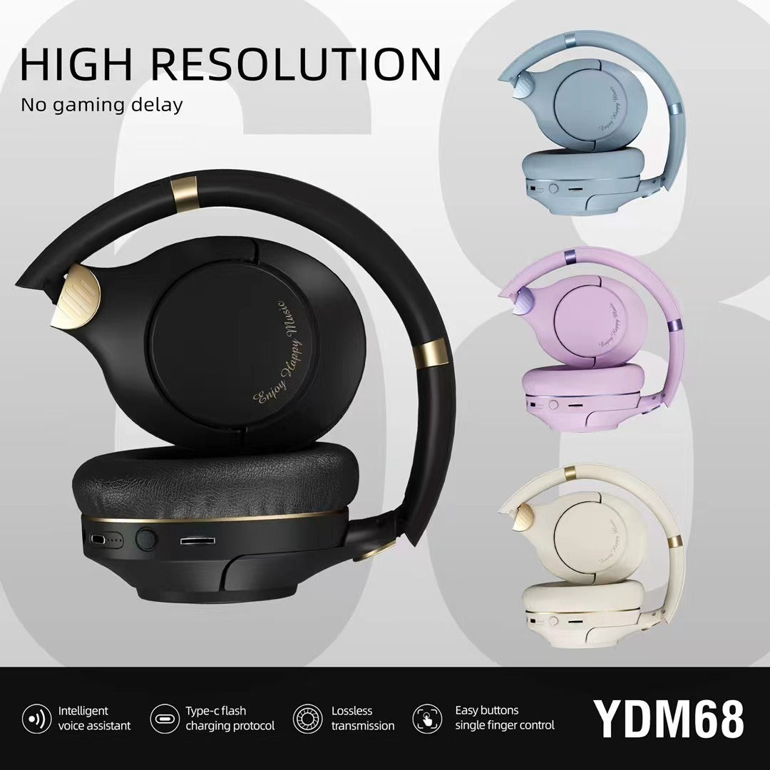 YDM68 Heavy Bass Bluetooth 5.3 Wireless Gaming Headset, 8h+ Battery, Type-C Charging eprolo