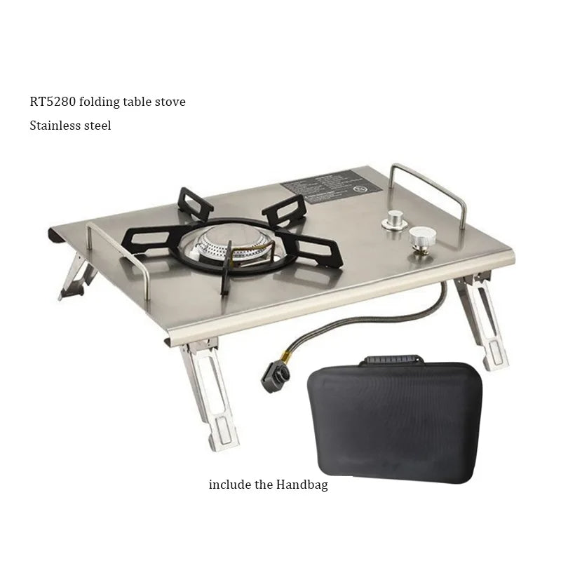 Foldable IGT Gas Stove 4000W Portable Camping Stove Stainless Steel Outdoor Picnic Table Furnace - Lumic Deals