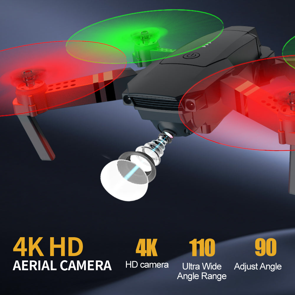 E58 Folding 4K Drone with Altitude Hold, Wi‑Fi FPV Quadcopter, LED Light eprolo