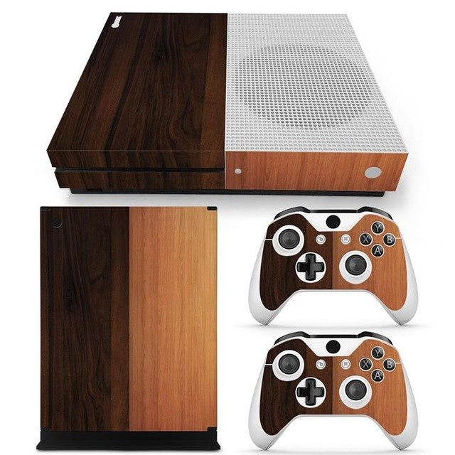 TN-XboneS Wood Grain Skin for Xbox One S Console & Controllers – PVC Decorative Decal eprolo